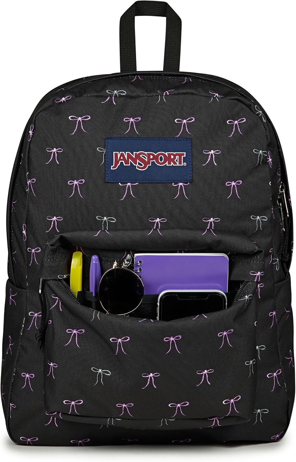 image:imageJanSport SuperBreak One Backpack Durable Lightweight Bag with 1 Main Compartment Front Utility Pocket with Builtin Organizer Premium Backpack Pastel PetalsBad Bows