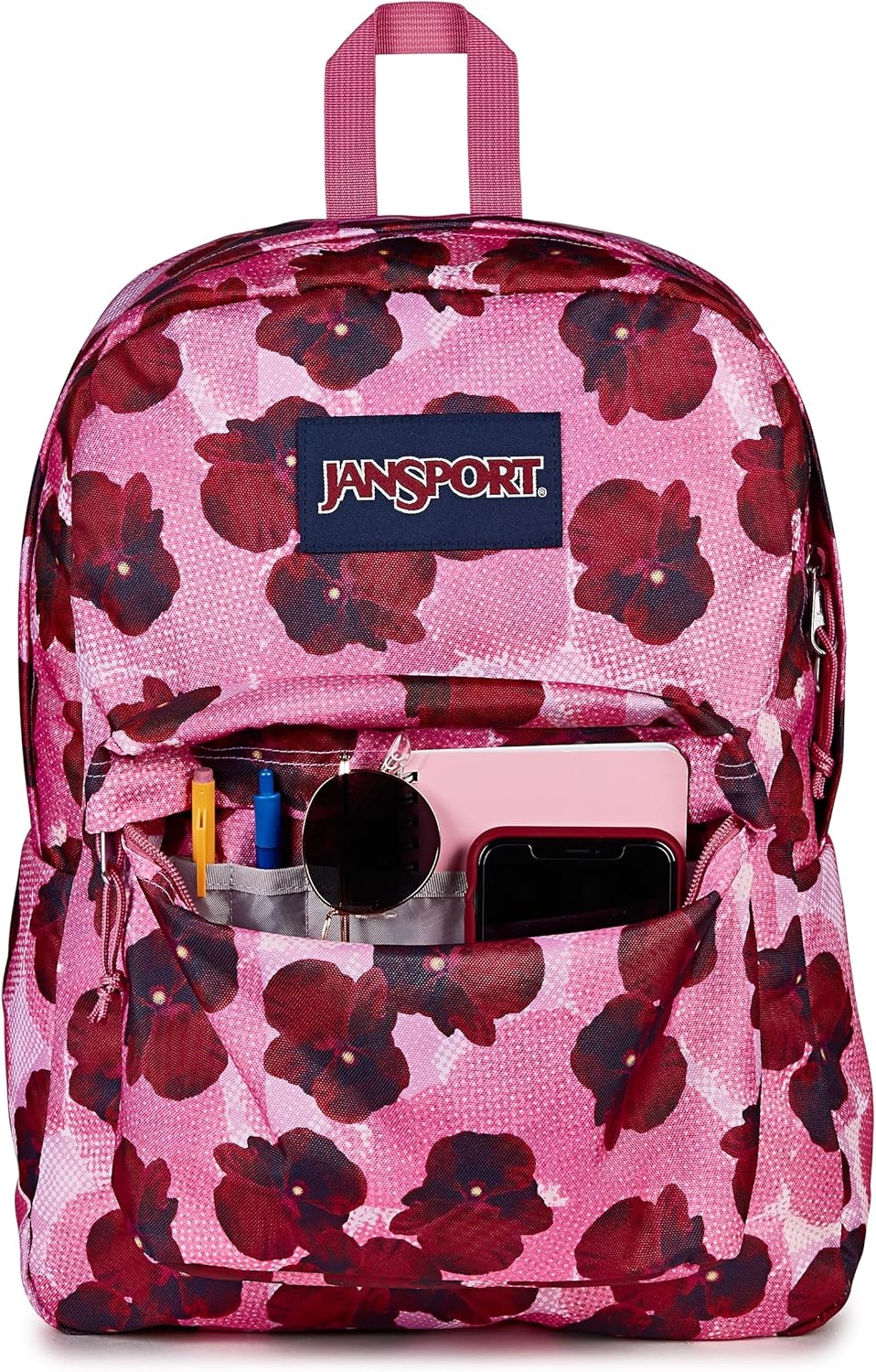 image:imageJanSport SuperBreak One Backpack Durable Lightweight Bag with 1 Main Compartment Front Utility Pocket with Builtin Organizer Premium Backpack Pastel PetalsPop Art Pansies Digital FuchsiaMulti