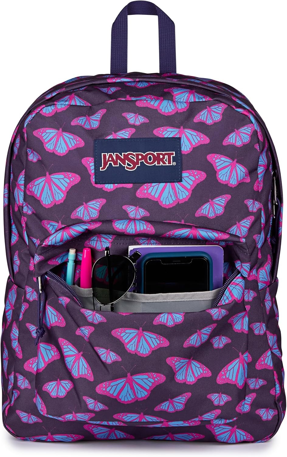 image:imageJanSport SuperBreak One Backpack Durable Lightweight Bag with 1 Main Compartment Front Utility Pocket with Builtin Organizer Premium Backpack Pastel PetalsFlutter By Purple