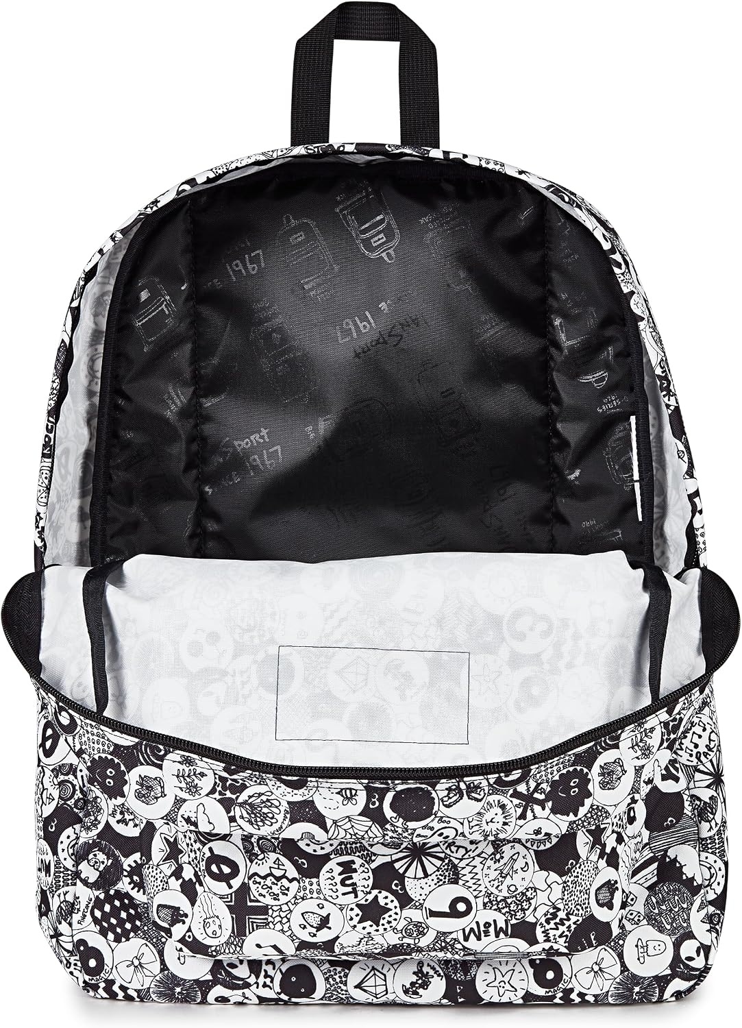 image:imageJanSport SuperBreak One Backpack Durable Lightweight Bag with 1 Main Compartment Front Utility Pocket with Builtin Organizer Premium Backpack Pastel PetalsDoodle Dots BlackWhiteGrey