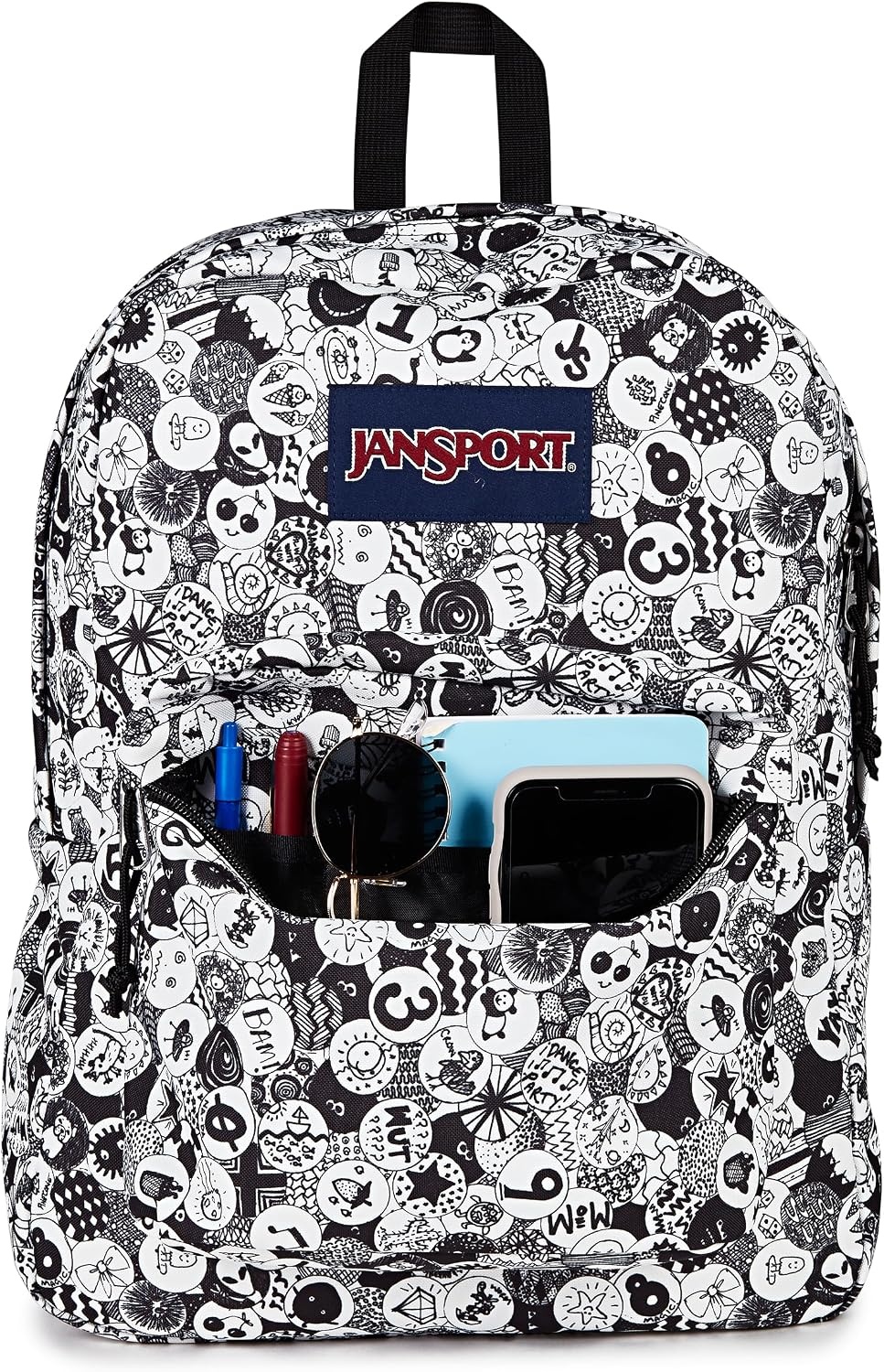 image:imageJanSport SuperBreak One Backpack Durable Lightweight Bag with 1 Main Compartment Front Utility Pocket with Builtin Organizer Premium Backpack Pastel PetalsDoodle Dots BlackWhiteGrey