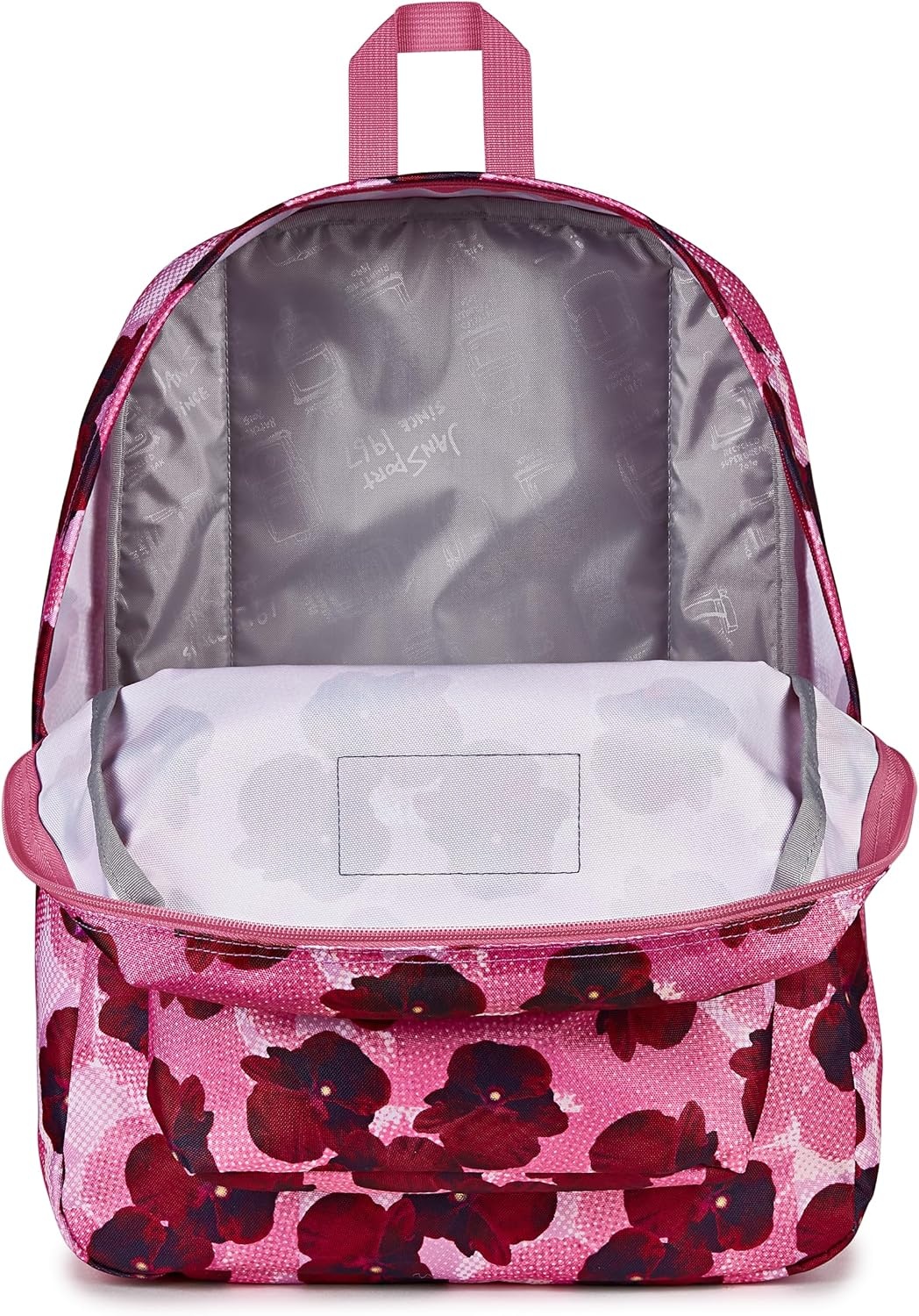image:imageJanSport SuperBreak One Backpack Durable Lightweight Bag with 1 Main Compartment Front Utility Pocket with Builtin Organizer Premium Backpack Pastel PetalsPop Art Pansies Digital FuchsiaMulti