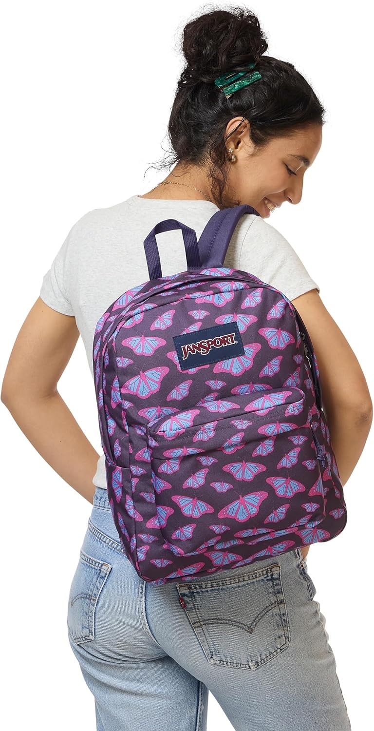 image:imageJanSport SuperBreak One Backpack Durable Lightweight Bag with 1 Main Compartment Front Utility Pocket with Builtin Organizer Premium Backpack Pastel PetalsFlutter By Purple