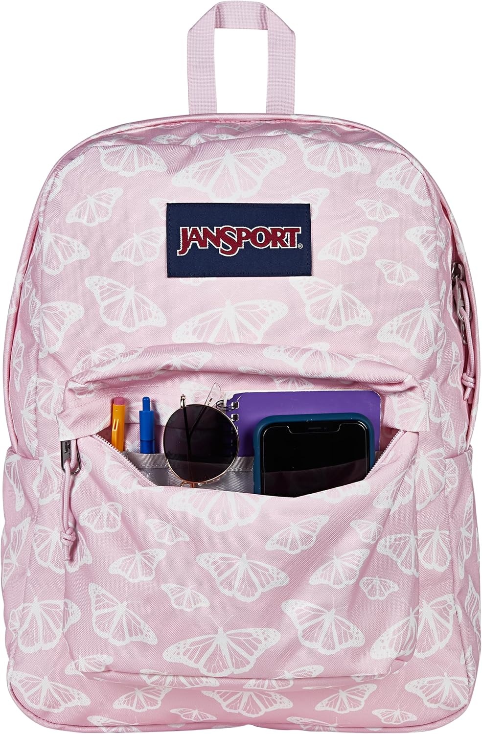 image:imageJanSport SuperBreak One Backpack Durable Lightweight Bag with 1 Main Compartment Front Utility Pocket with Builtin Organizer Premium Backpack Pastel PetalsFlutter By Pink IceWhitePink Ice