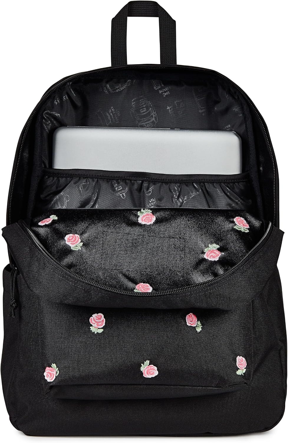 image:imageJanSport SuperBreak Plus Backpack with Padded 15inch Laptop Sleeve and Integrated Bottle Pocket Spacious and Durable Daypack for Work and Travel Butterfly BaddieJust a Rose Emb BlackPink IceGreen