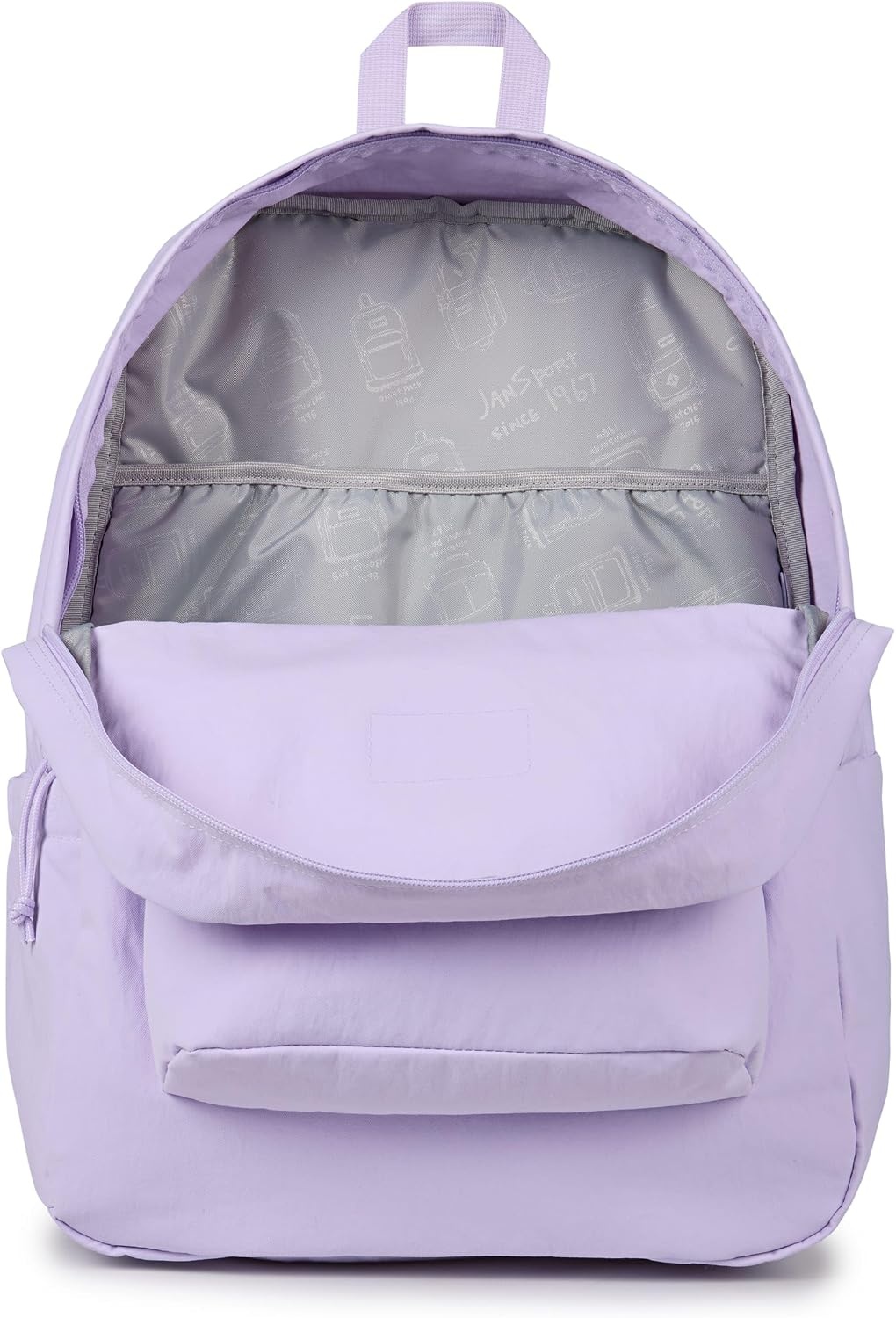 image:imageJanSport SuperBreak Plus Backpack with Padded 15inch Laptop Sleeve and Integrated Bottle Pocket Spacious and Durable Daypack for Work and Travel Butterfly BaddiePastel Lilac