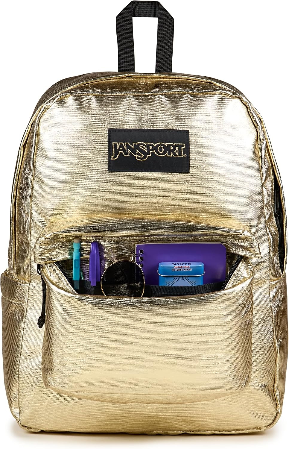 image:imageJanSport SuperBreak Plus Backpack with Padded 15inch Laptop Sleeve and Integrated Bottle Pocket Spacious and Durable Daypack for Work and Travel Butterfly BaddieSurreal Shine Gold