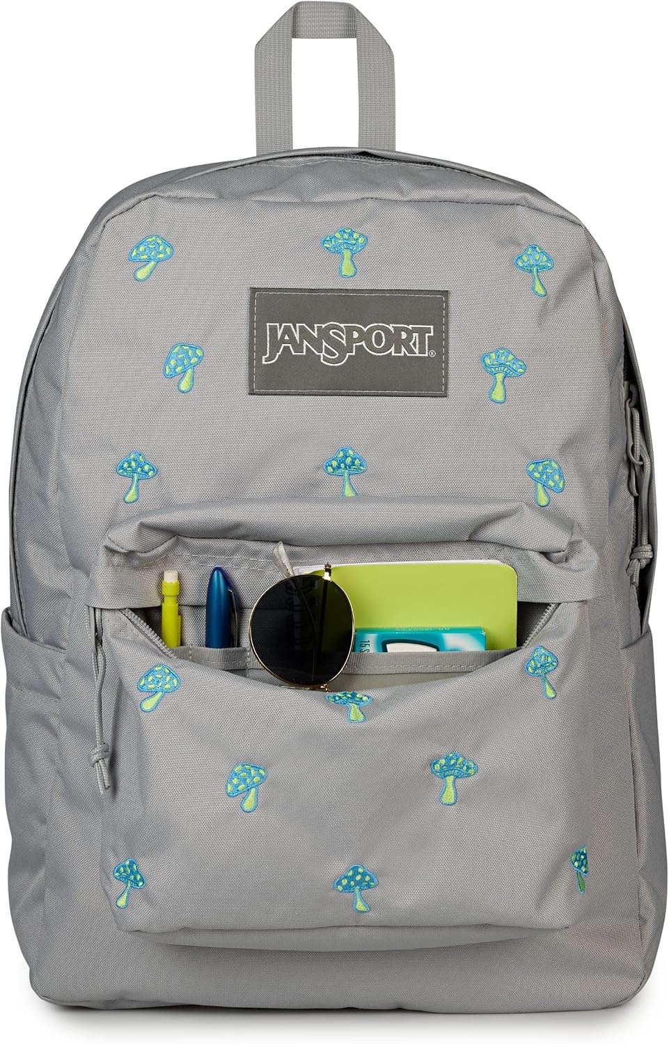 image:imageJanSport SuperBreak Plus Backpack with Padded 15inch Laptop Sleeve and Integrated Bottle Pocket Spacious and Durable Daypack for Work and Travel Butterfly BaddieEmbroidered Shrooms Md GreyE AzulBratty