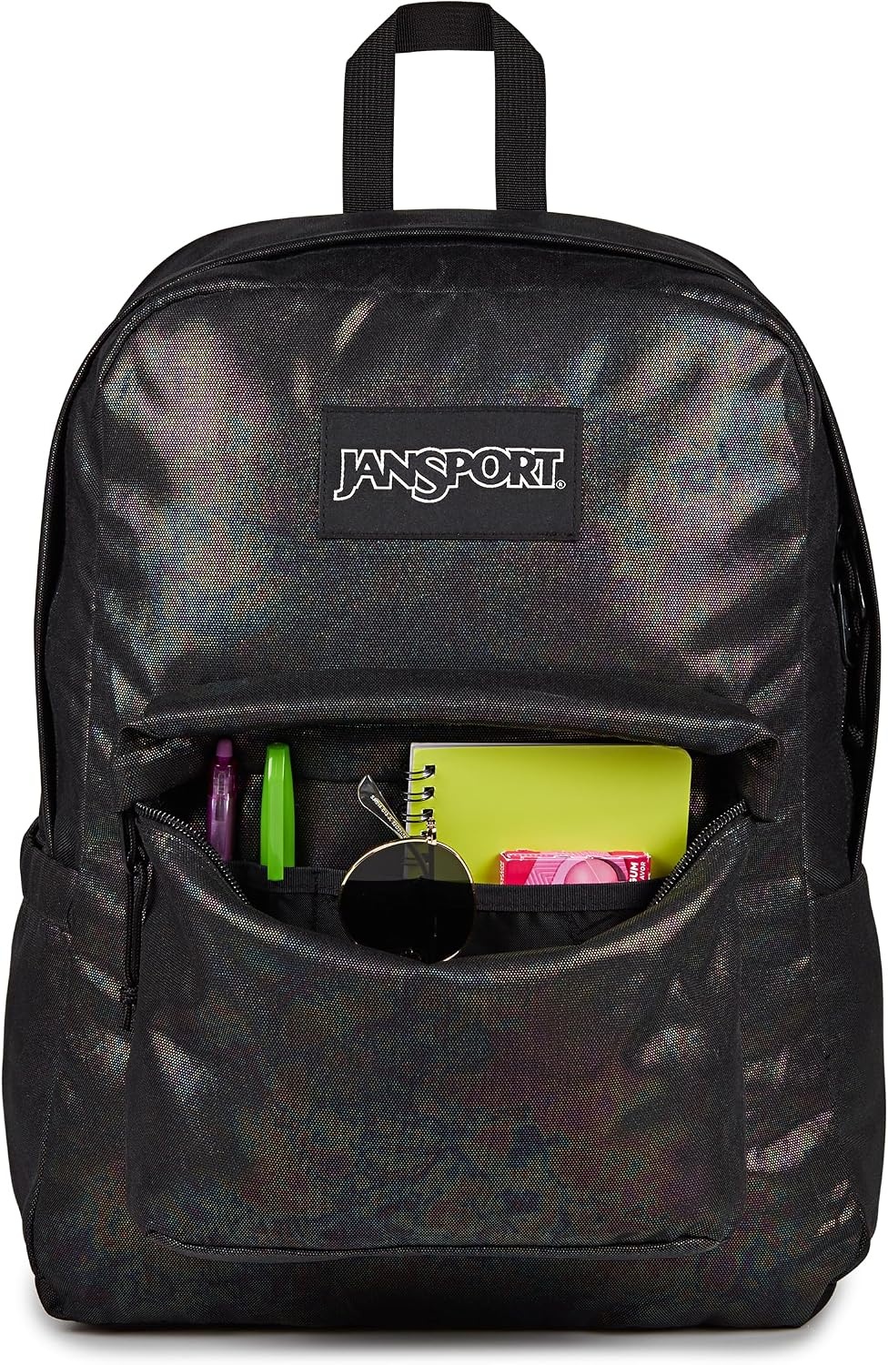 image:imageJanSport SuperBreak Plus Backpack with Padded 15inch Laptop Sleeve and Integrated Bottle Pocket Spacious and Durable Daypack for Work and Travel Butterfly BaddieOil Slick Black