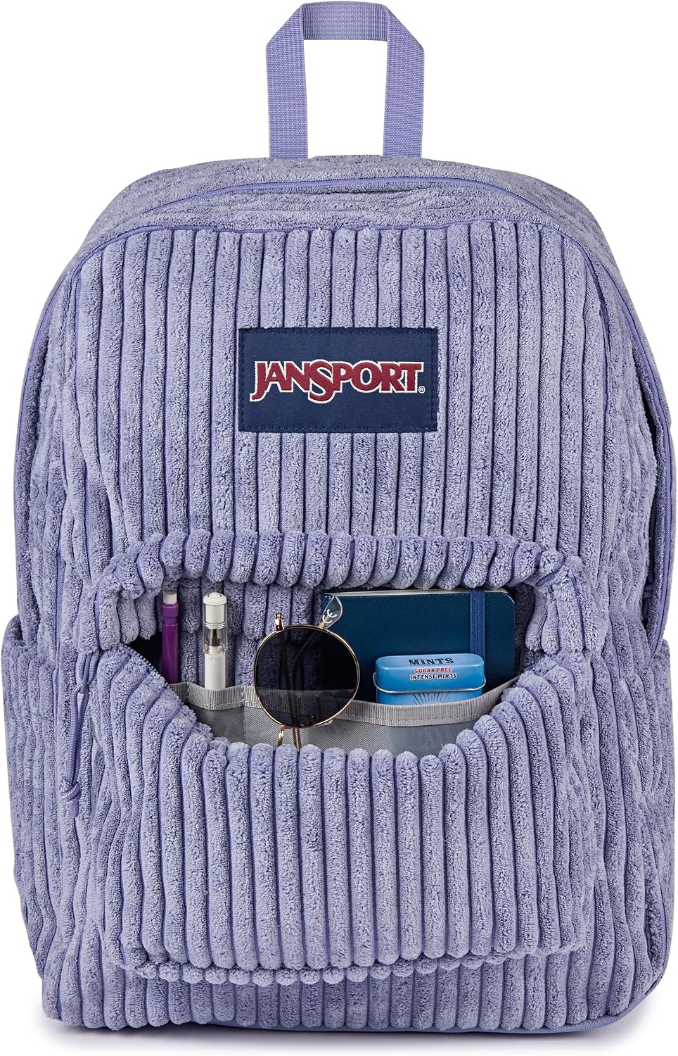 image:imageJanSport SuperBreak Plus Backpack with Padded 15inch Laptop Sleeve and Integrated Bottle Pocket Spacious and Durable Daypack for Work and Travel Butterfly BaddieSurreal Corduroy Lavender Ash