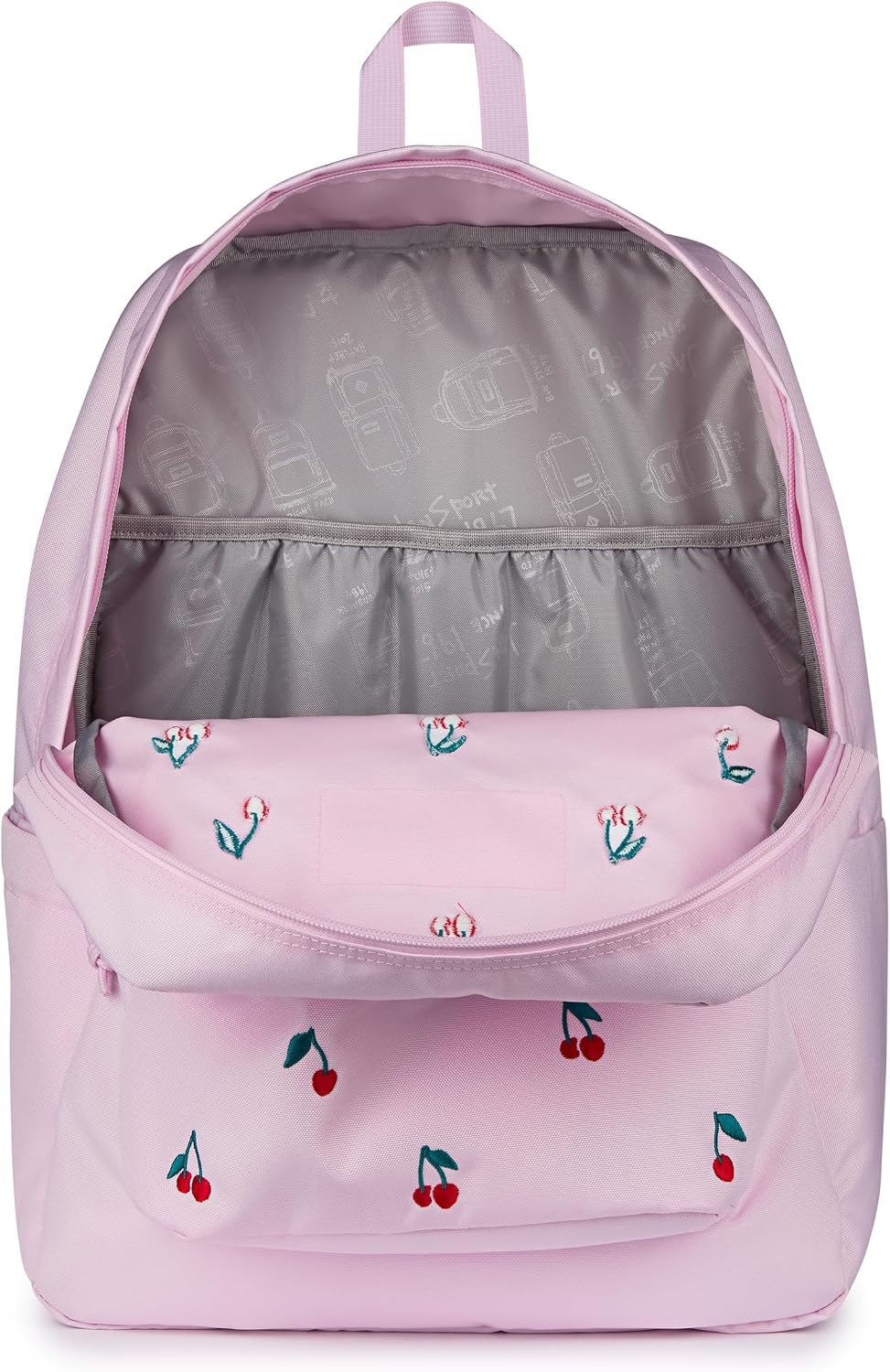 image:imageJanSport SuperBreak Plus Backpack with Padded 15inch Laptop Sleeve and Integrated Bottle Pocket Spacious and Durable Daypack for Work and Travel Butterfly BaddiePink Ice Cherry Emb
