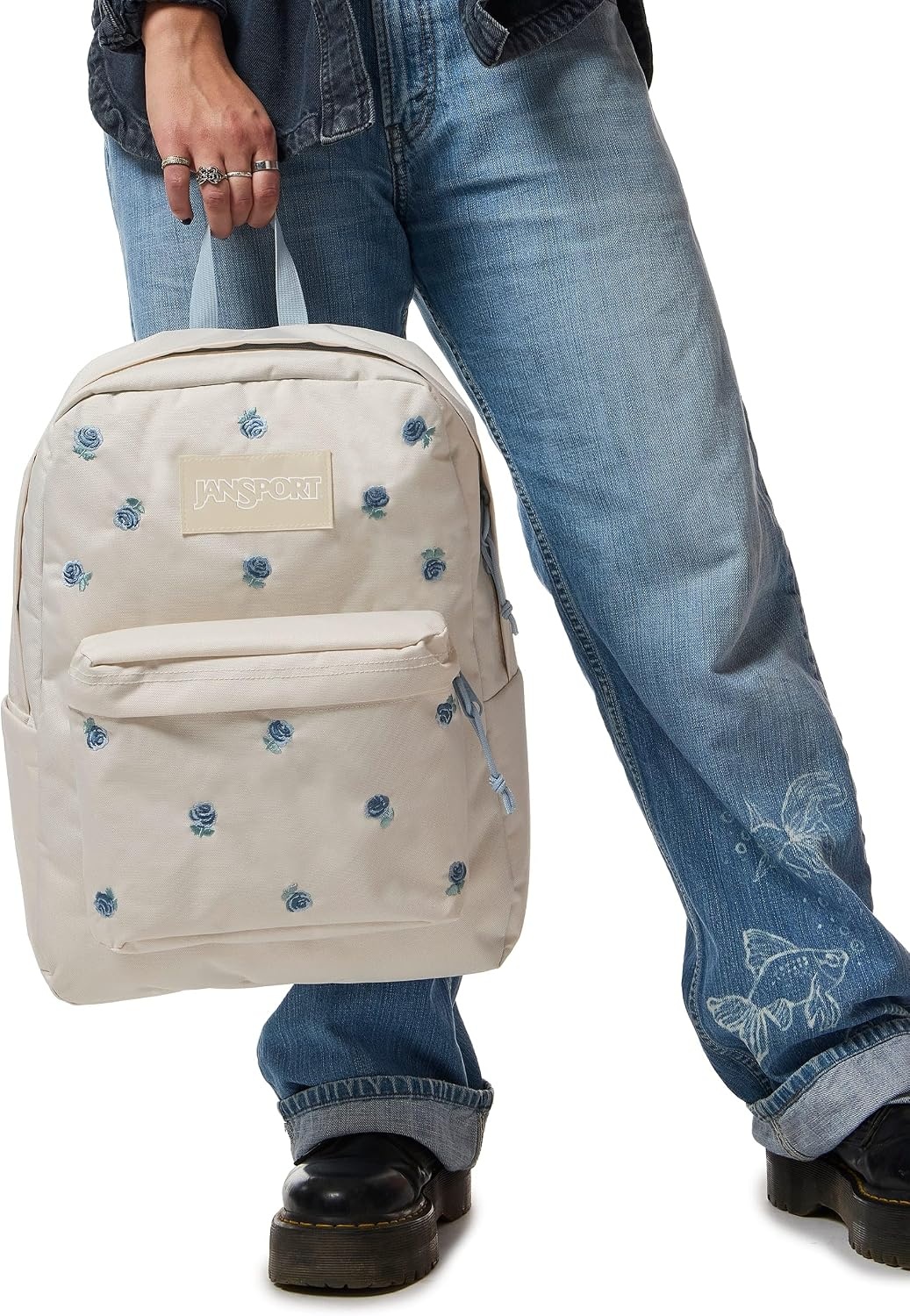image:imageJanSport SuperBreak Plus Backpack with Padded 15inch Laptop Sleeve and Integrated Bottle Pocket Spacious and Durable Daypack for Work and Travel Butterfly BaddieJust a Rose Emb Moon FlowerBlueGreen