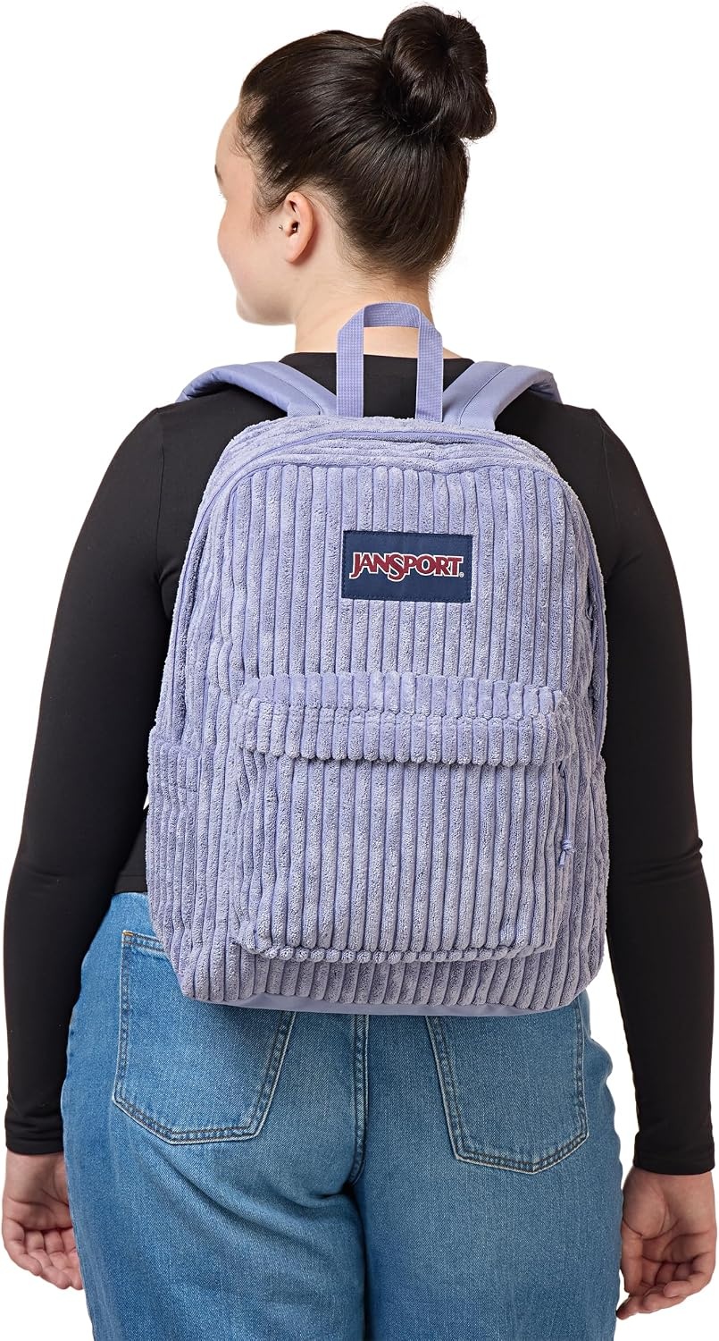 image:imageJanSport SuperBreak Plus Backpack with Padded 15inch Laptop Sleeve and Integrated Bottle Pocket Spacious and Durable Daypack for Work and Travel Butterfly BaddieSurreal Corduroy Lavender Ash