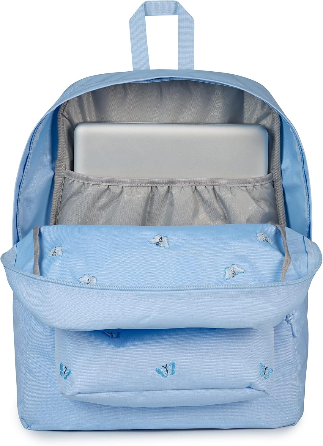 image:imageJanSport SuperBreak Plus Backpack with Padded 15inch Laptop Sleeve and Integrated Bottle Pocket Spacious and Durable Daypack for Work and Travel Butterfly BaddieTiny Butterflies HydrangeaMd Bl
