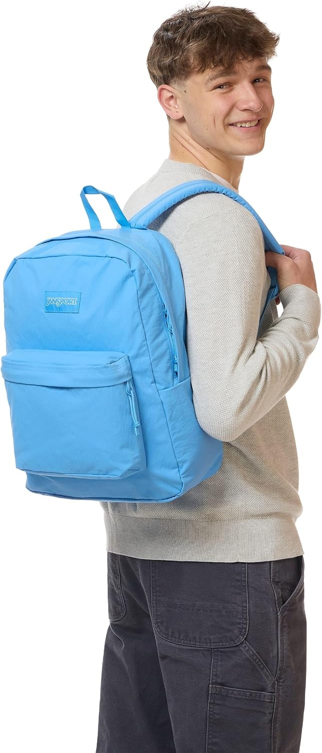 image:imageJanSport SuperBreak Plus Backpack with Padded 15inch Laptop Sleeve and Integrated Bottle Pocket Spacious and Durable Daypack for Work and Travel Butterfly BaddieAzul Blue