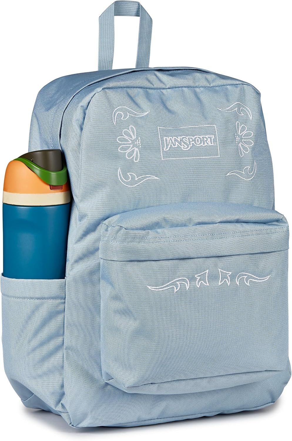 image:imageJanSport SuperBreak Plus Backpack with Padded 15inch Laptop Sleeve and Integrated Bottle Pocket Spacious and Durable Daypack for Work and Travel Butterfly BaddieBandana Jam Emb Blue DuskWhiteWhite