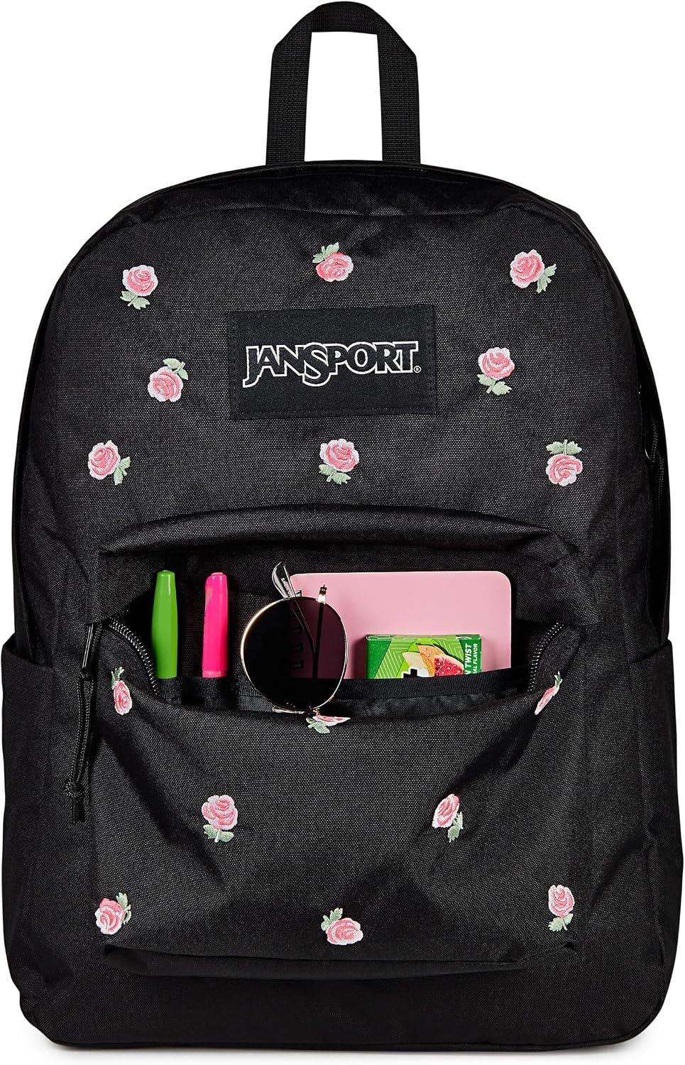 image:imageJanSport SuperBreak Plus Backpack with Padded 15inch Laptop Sleeve and Integrated Bottle Pocket Spacious and Durable Daypack for Work and Travel Butterfly BaddieJust a Rose Emb BlackPink IceGreen