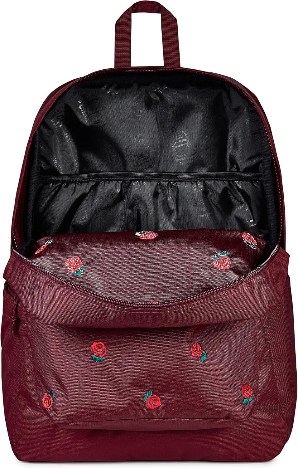 image:imageJanSport SuperBreak Plus Backpack with Padded 15inch Laptop Sleeve and Integrated Bottle Pocket Spacious and Durable Daypack for Work and Travel Butterfly BaddieJust a Rose Emb Cherry LacquerGrnRed