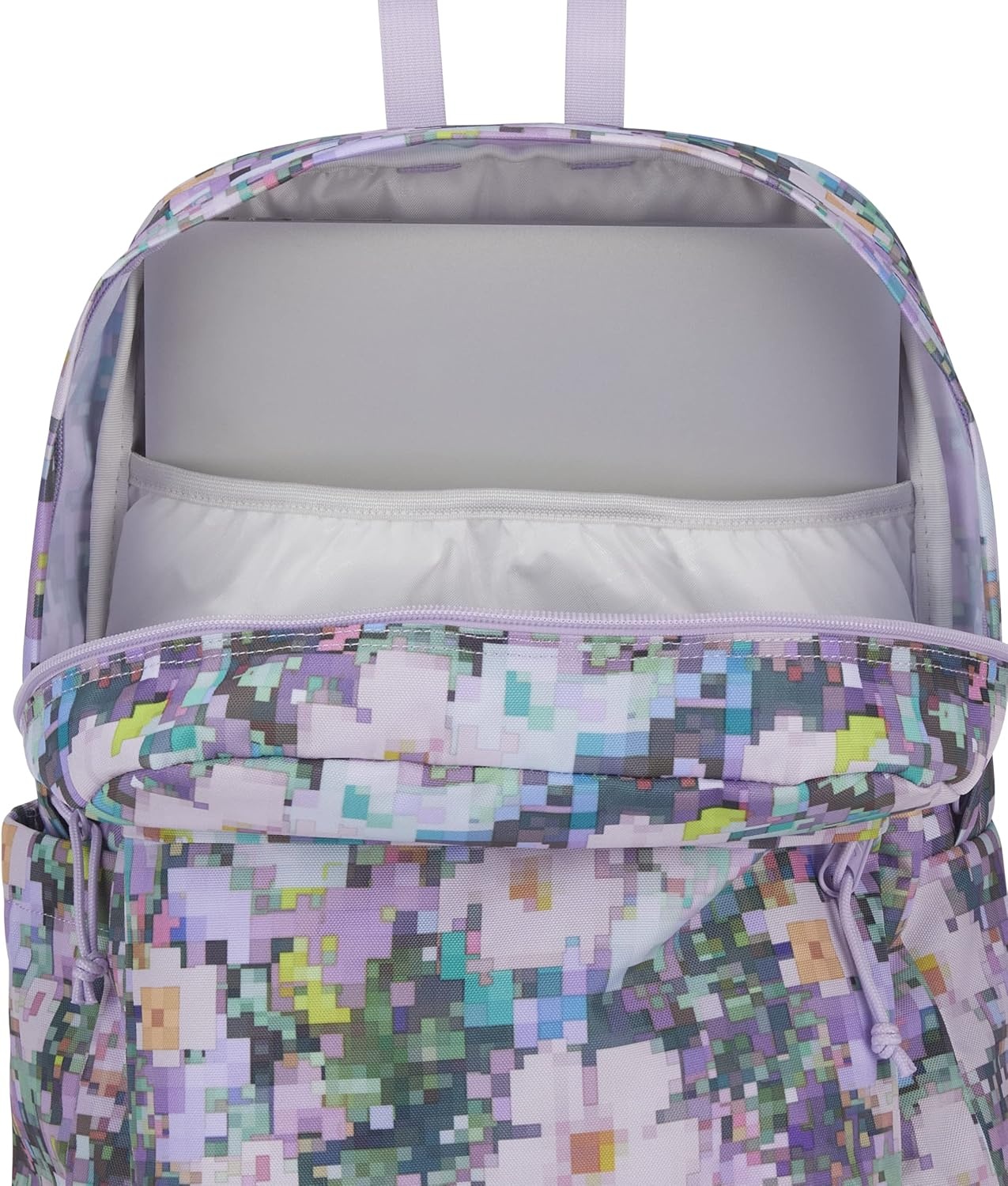 image:imageJanSport SuperBreak Plus Backpack with Padded 15inch Laptop Sleeve and Integrated Bottle Pocket Spacious and Durable Daypack for Work and Travel Pastel Lilac8 Bit Floral