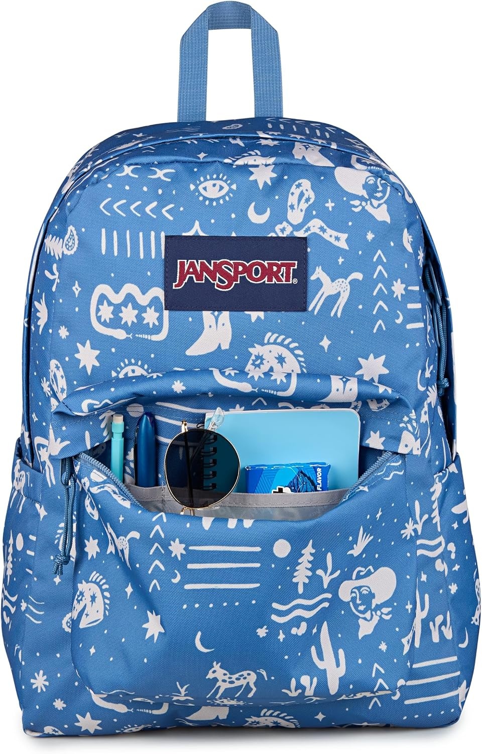 image:imageJanSport SuperBreak Plus Backpack with Padded 15inch Laptop Sleeve and Integrated Bottle Pocket Spacious and Durable Daypack for Work and Travel Pastel LilacYeehaw and Horses Elemental BlueCream