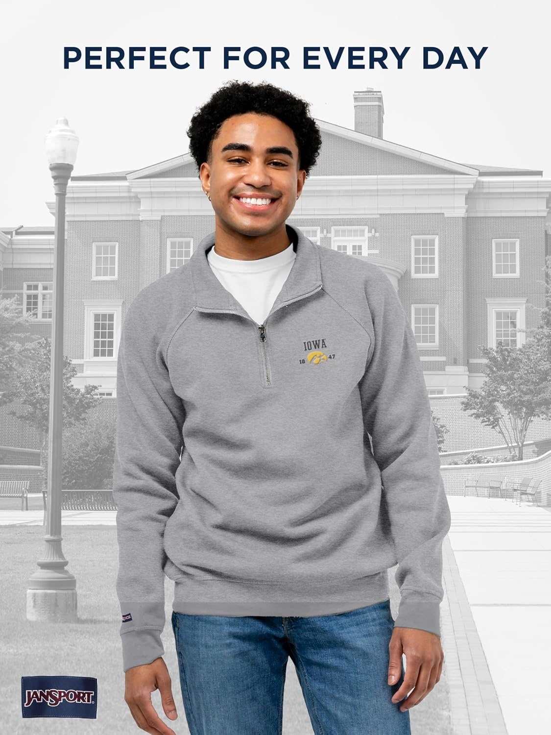 image:imageJanSport Unisex Adult NCAA Officially Licensed Rival Long Sleeve StandUp Collar Quarter Zip SweatshirtIowa Hawkeyes