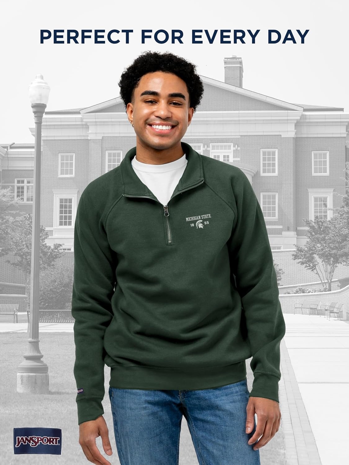 image:imageJanSport Unisex Adult NCAA Officially Licensed Rival Long Sleeve StandUp Collar Quarter Zip SweatshirtMichigan State Spartans
