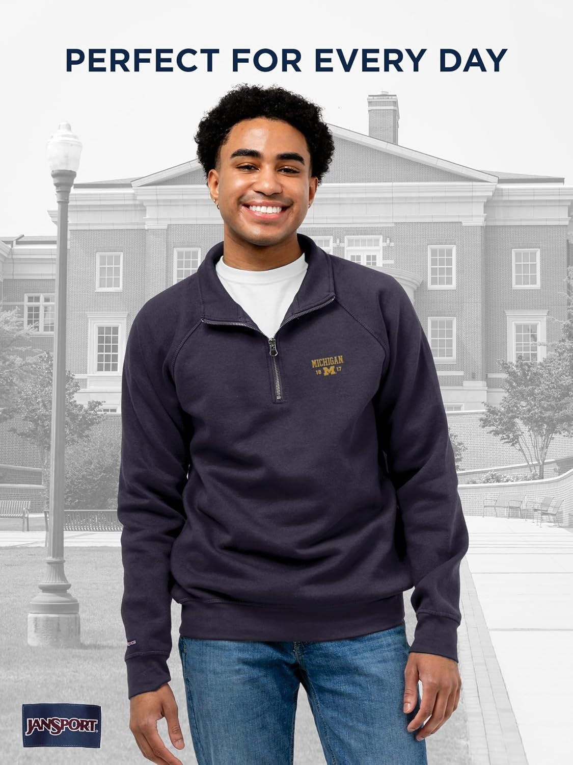 image:imageJanSport Unisex Adult NCAA Officially Licensed Rival Long Sleeve StandUp Collar Quarter Zip SweatshirtMichigan Wolverines