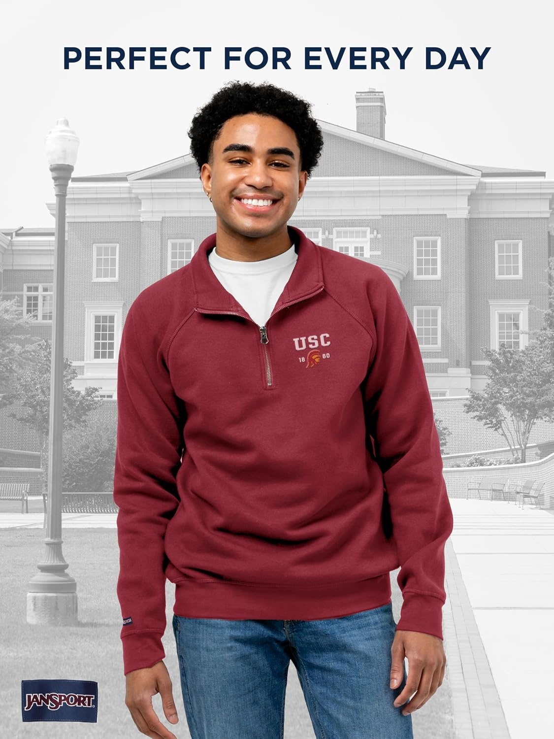 image:imageJanSport Unisex Adult NCAA Officially Licensed Rival Long Sleeve StandUp Collar Quarter Zip SweatshirtUSC Trojans