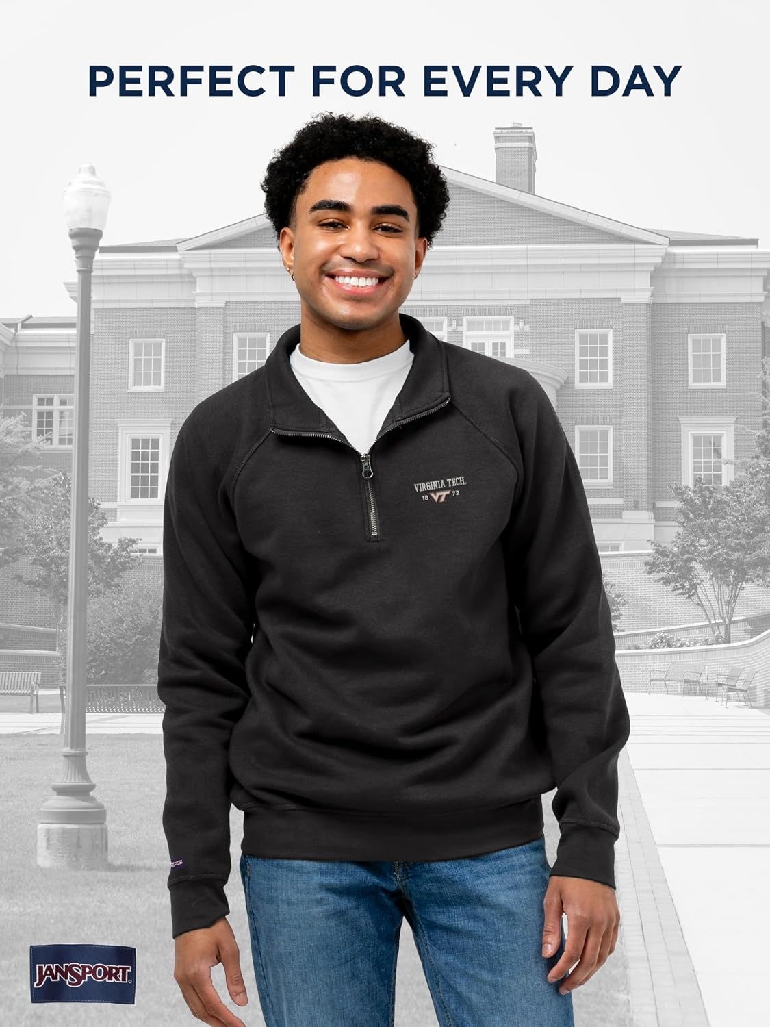 image:imageJanSport Unisex Adult NCAA Officially Licensed Rival Long Sleeve StandUp Collar Quarter Zip SweatshirtVirginia Tech Hokies