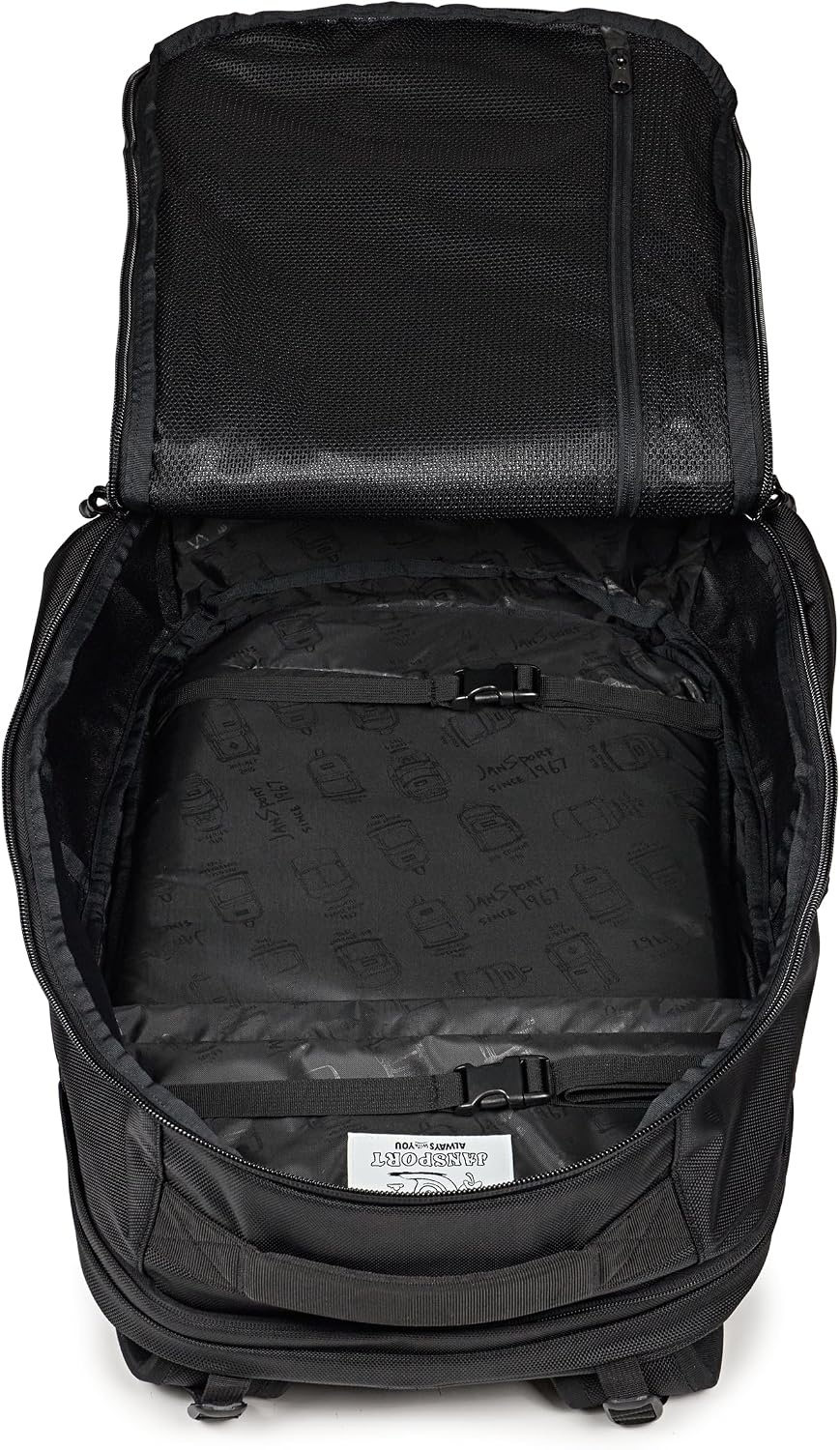 image:imageJanSport Venture Daypack Travel Pack With Large Main Compartment Padded Laptop Sleeve Dual Water Bottle Pockets and Attachment Buckles BlackBlack