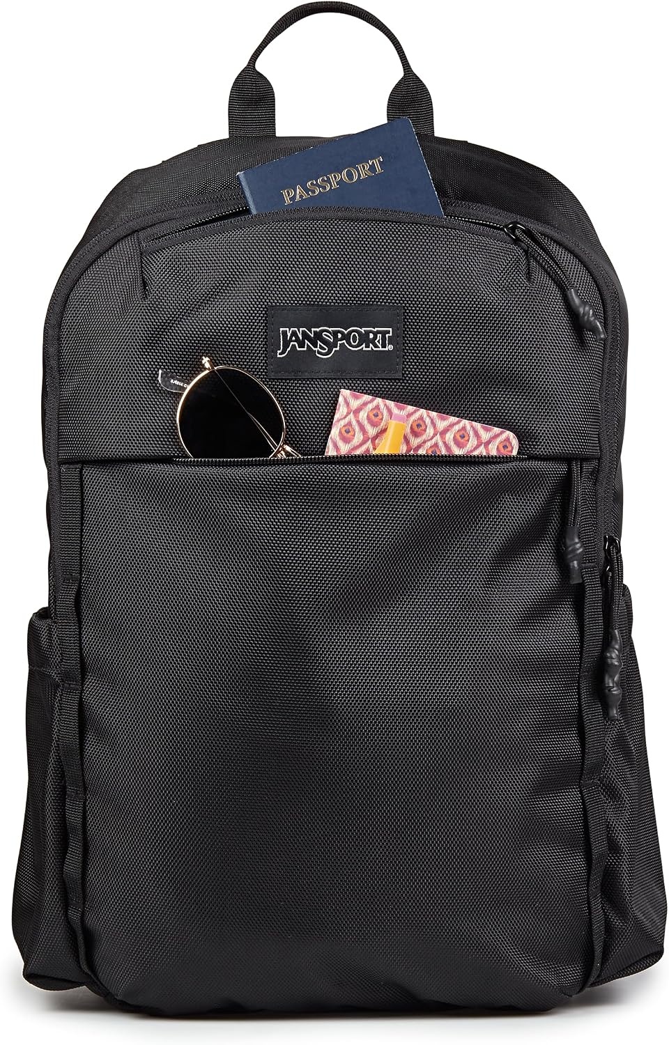 image:imageJanSport Venture Daypack Travel Pack With Large Main Compartment Padded Laptop Sleeve Dual Water Bottle Pockets and Attachment Buckles BlackBlack