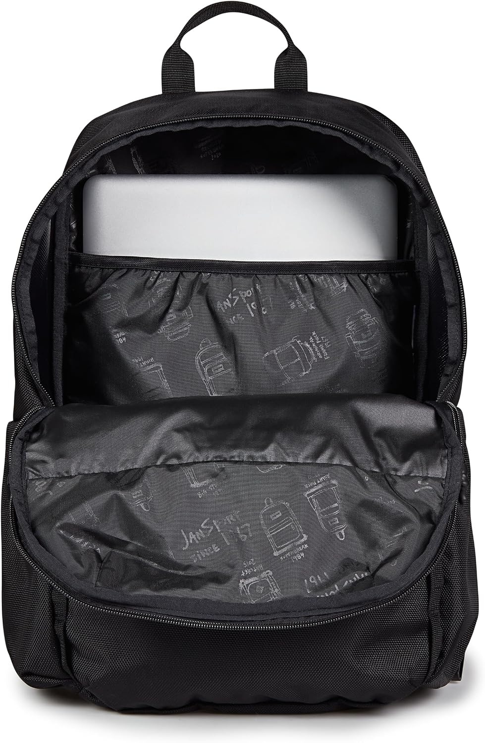 image:imageJanSport Venture Daypack Travel Pack With Large Main Compartment Padded Laptop Sleeve Dual Water Bottle Pockets and Attachment Buckles BlackBlack