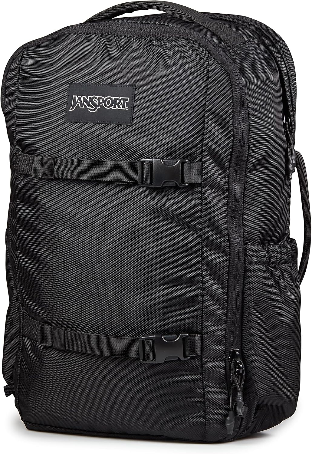 image:imageJanSport Venture Daypack Travel Pack With Large Main Compartment Padded Laptop Sleeve Dual Water Bottle Pockets and Attachment Buckles BlackBlack