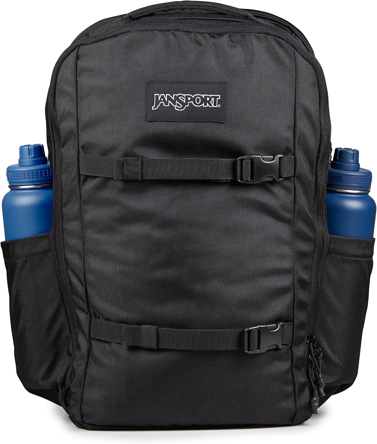 image:imageJanSport Venture Daypack Travel Pack With Large Main Compartment Padded Laptop Sleeve Dual Water Bottle Pockets and Attachment Buckles BlackBlack