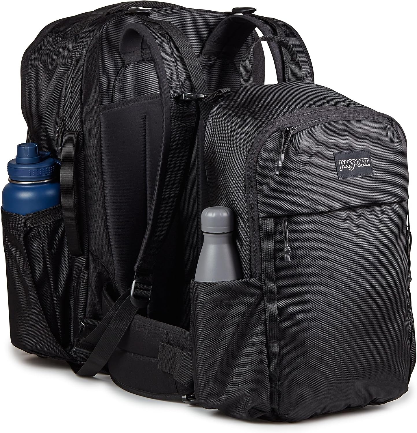 image:imageJanSport Venture Daypack Travel Pack With Large Main Compartment Padded Laptop Sleeve Dual Water Bottle Pockets and Attachment Buckles BlackBlack