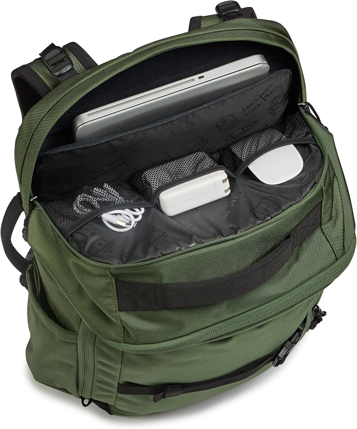 image:imageJanSport Venture Daypack Travel Pack With Large Main Compartment Padded Laptop Sleeve Dual Water Bottle Pockets and Attachment Buckles BlackCargo Green