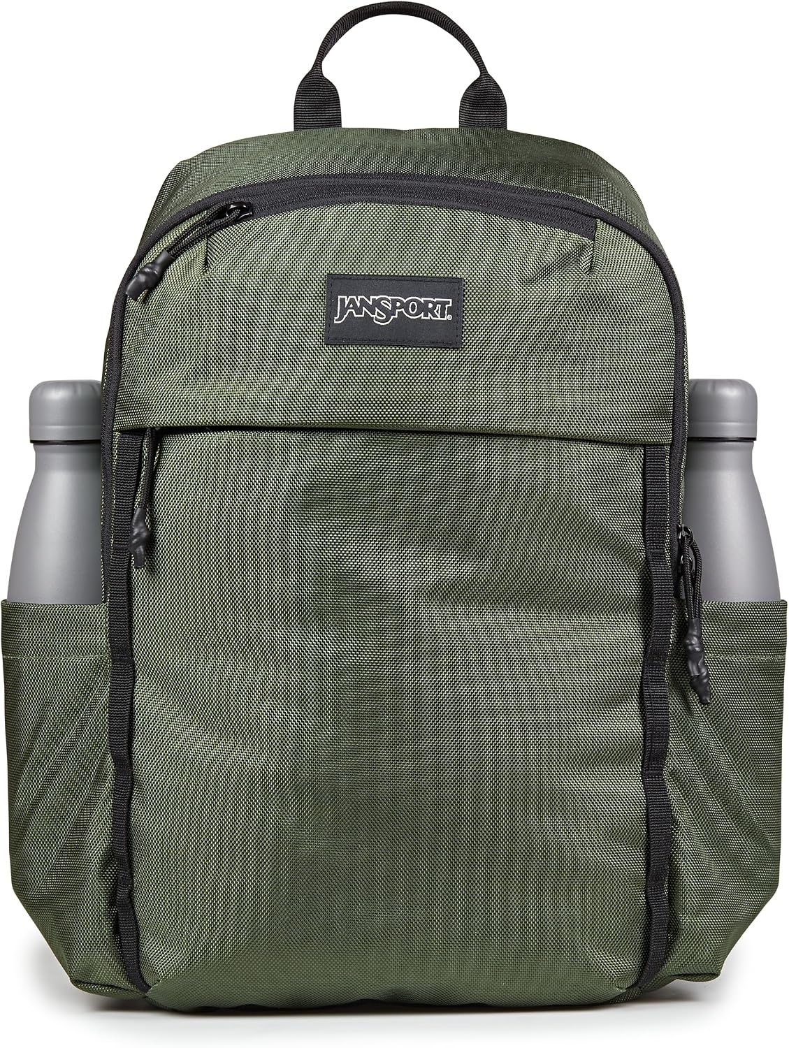 image:imageJanSport Venture Daypack Travel Pack With Large Main Compartment Padded Laptop Sleeve Dual Water Bottle Pockets and Attachment Buckles BlackCargo Green
