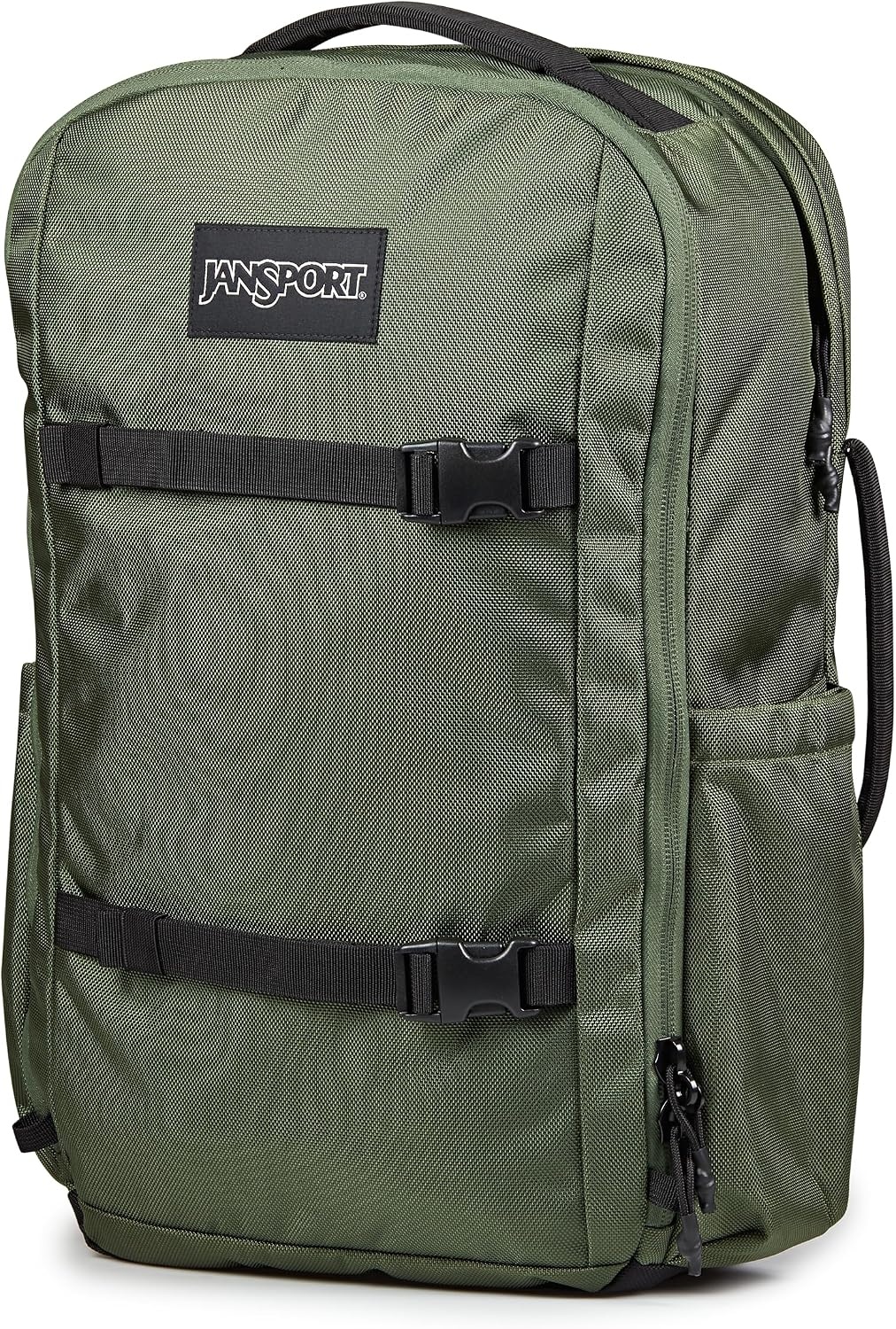 image:imageJanSport Venture Daypack Travel Pack With Large Main Compartment Padded Laptop Sleeve Dual Water Bottle Pockets and Attachment Buckles BlackCargo Green
