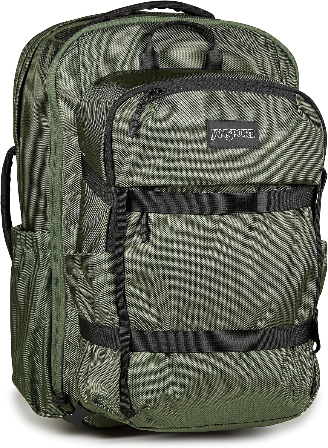 image:imageJanSport Venture Daypack Travel Pack With Large Main Compartment Padded Laptop Sleeve Dual Water Bottle Pockets and Attachment Buckles BlackCargo Green