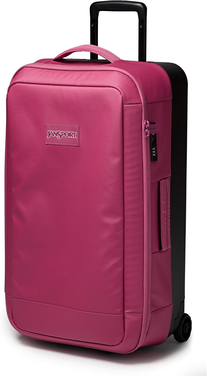 image:imageJansport Good Latitude 95L Rolling Duffel Bag Checked Bag Heavy Duty Travel Suitcase with Wheels TSA Lock amp Polycarbonate Hard Shell Bottom Smokey GritMauve Haze