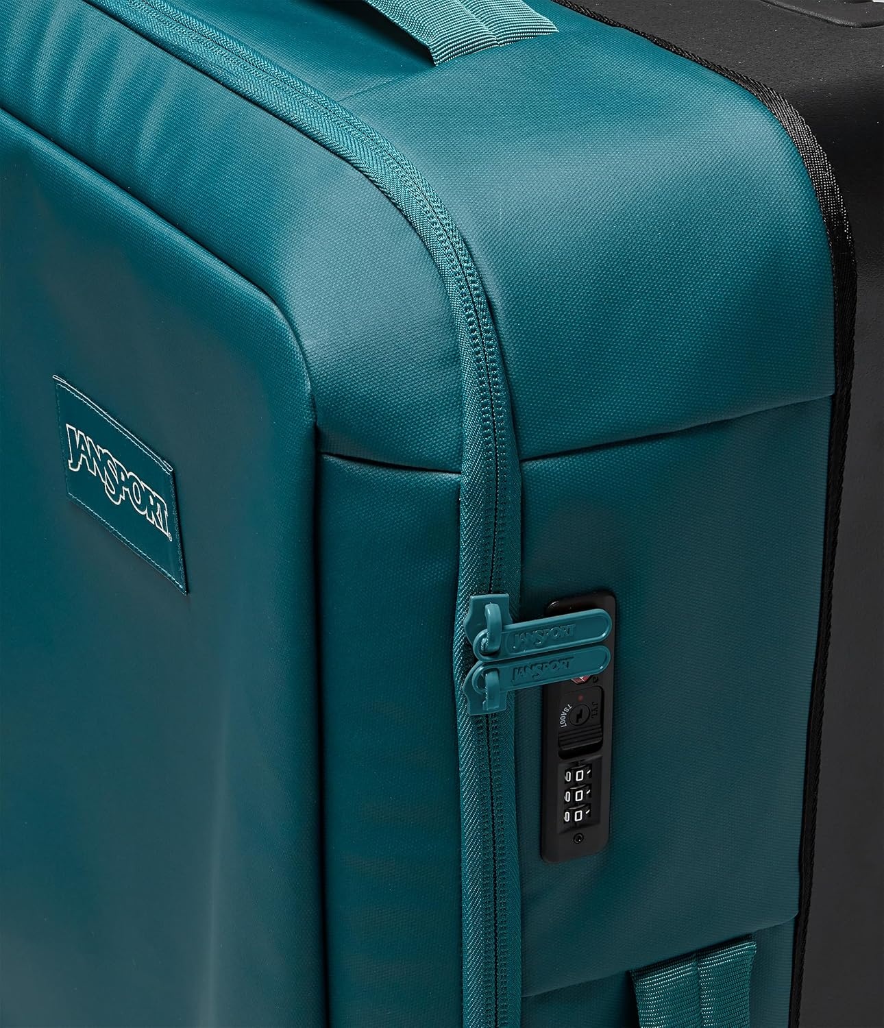 image:imageJansport Good Latitude 95L Rolling Duffel Bag Checked Bag Heavy Duty Travel Suitcase with Wheels TSA Lock amp Polycarbonate Hard Shell Bottom Smokey GritEmerald Pool