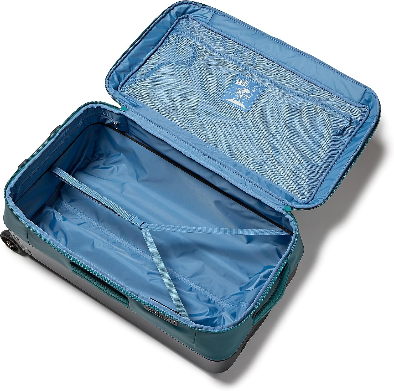 image:imageJansport Good Latitude 95L Rolling Duffel Bag Checked Bag Heavy Duty Travel Suitcase with Wheels TSA Lock amp Polycarbonate Hard Shell Bottom Smokey GritEmerald Pool