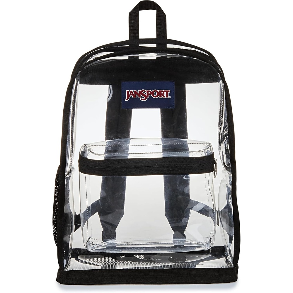 image:imageJanSport Clear Pack 255L Transparent Backpack Large Main Compartment Side Water Bottle Pocket Front Zippered Pocket Mesh Bottom Panel ClearClear
