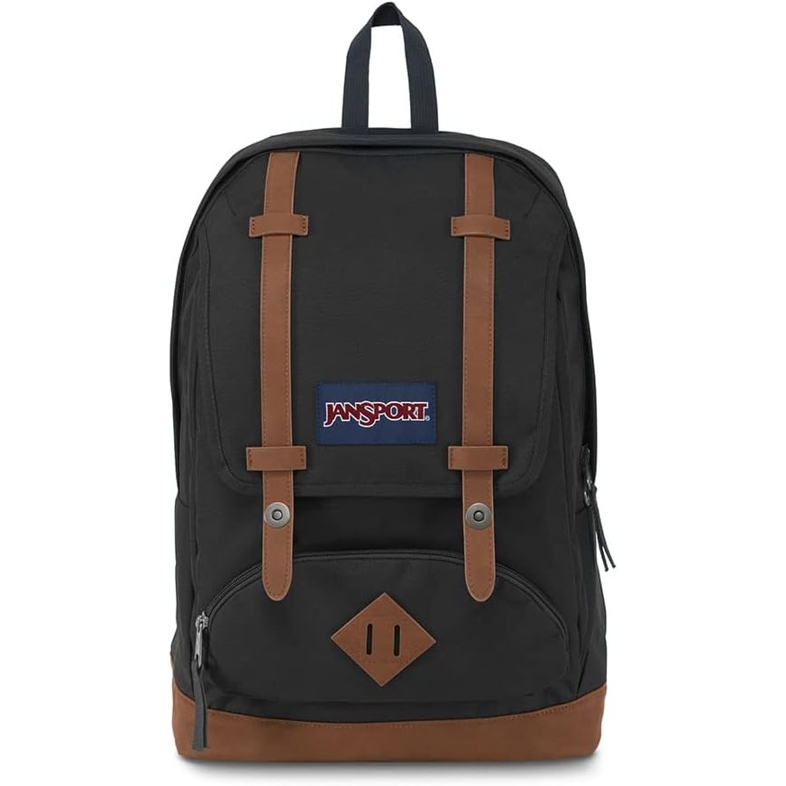 image:imageJanSport Cortlandt Laptop Backpack Navy 15 Laptop SleeveSynthetic Leather Shoulder Computer Bag with Large Compartment Padded Straps Rucksack for Men WomenBlack