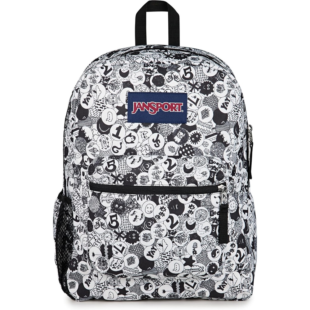 image:imageJanSport Cross Town Backpack 17 x 125 x 6 Simple Bag for Everyone with 1 Main Compartment Front Utility Pocket Premium Class Accessories BlackDoodle Dots BlackWhiteGrey
