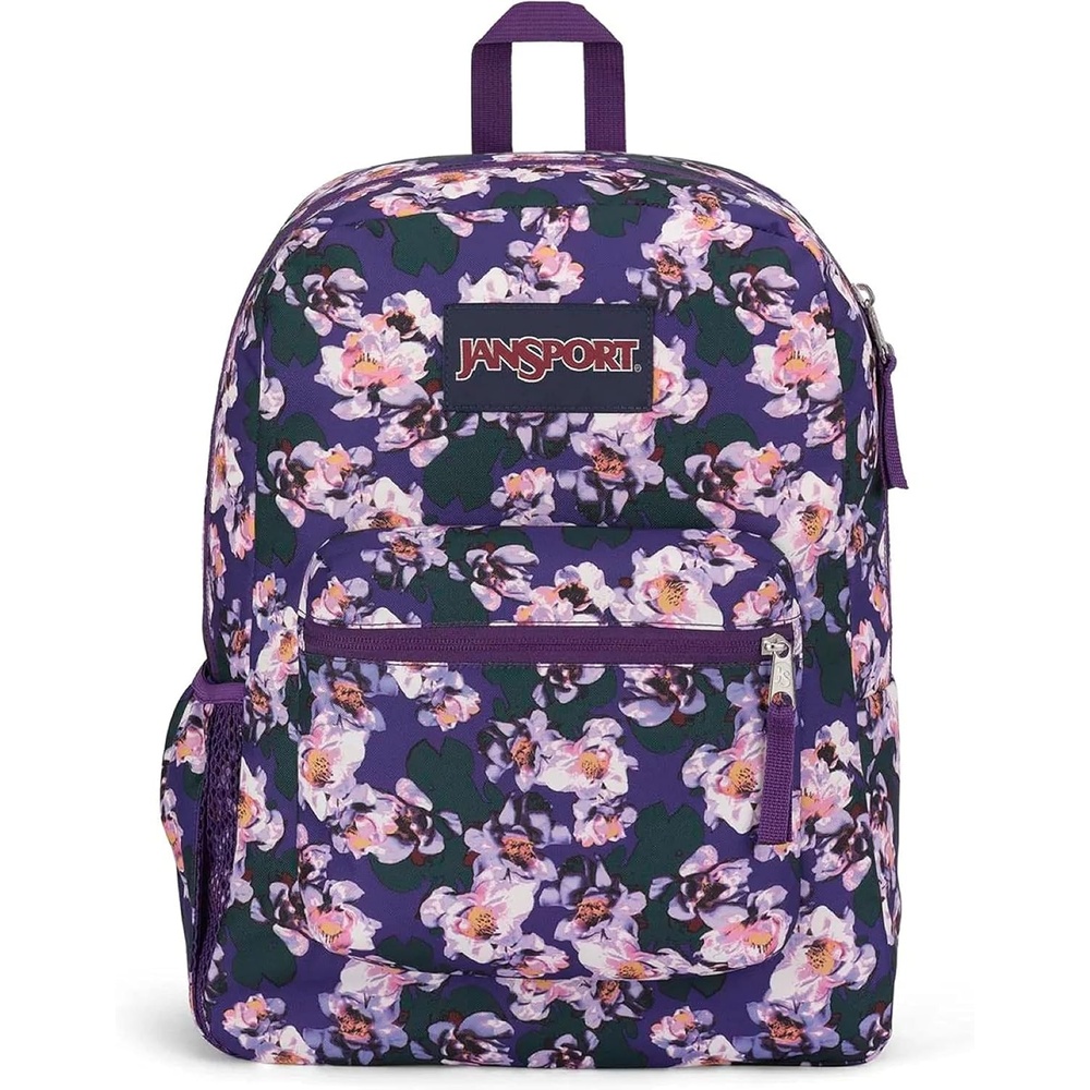 image:imageJanSport Cross Town Backpack 17 x 125 x 6 Simple Bag for Everyone with 1 Main Compartment Front Utility Pocket Premium Class Accessories BlackPurple Petals