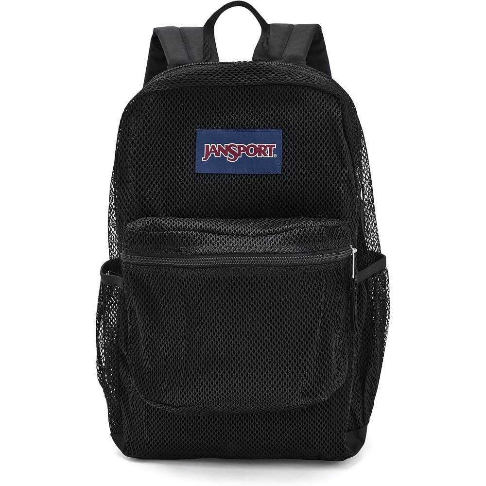 image:imageJanSport Eco Mesh Backpack Red Tape 17 x 125 x 6 Large SemiTransparent Bag for Adults with Laptop Sleeve Padded Back Panel Red TapeBlack