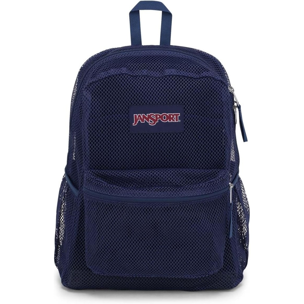 image:imageJanSport Eco Mesh Backpack Red Tape 17 x 125 x 6 Large SemiTransparent Bag for Adults with Laptop Sleeve Padded Back Panel Red TapeNavy