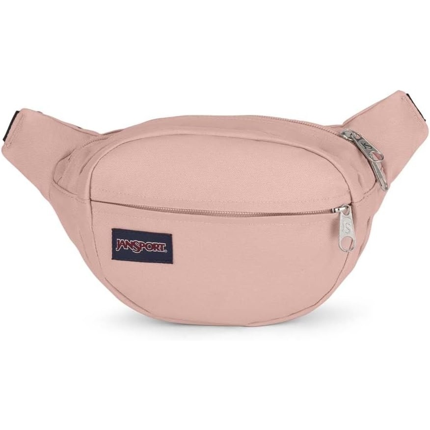 image:imageJanSport Fifth Avenue Fanny Pack Crossbody Bags for Women Men Stylish Durable Waist Bag with Adjustable Belt Main Zippered Pocket Quick Stash Pocket Travel Essentials BlackMisty Rose