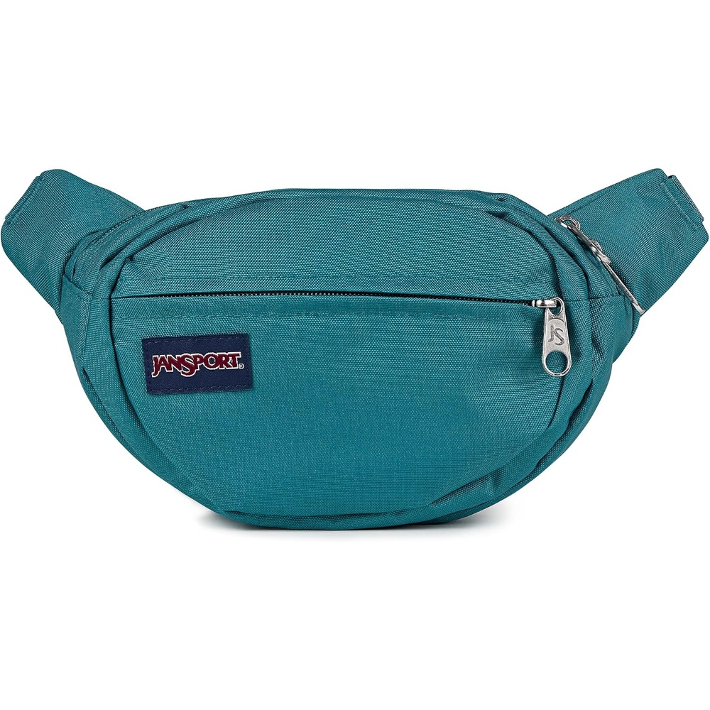 image:imageJanSport Fifth Avenue Fanny Pack Crossbody Bags for Women Men Stylish Durable Waist Bag with Adjustable Belt Main Zippered Pocket Quick Stash Pocket Travel Essentials BlackEmerald Pool